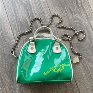 Urban Outfitters - Green & White Faux Patent Leather Mini Crossbody Bag